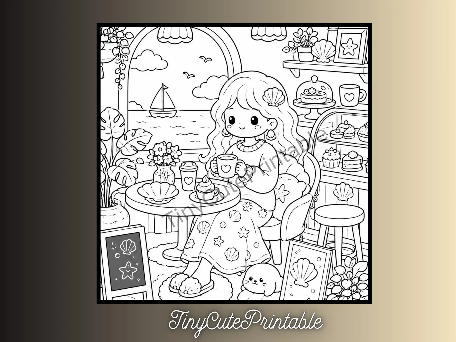 CuteLearner printable Kawaii Mermaid Coloring Book, Cozy Ocean Moments, Kids Adults PDF (6+ Pages) — Coloring Books, Kawaii Coloring Books — preview 5